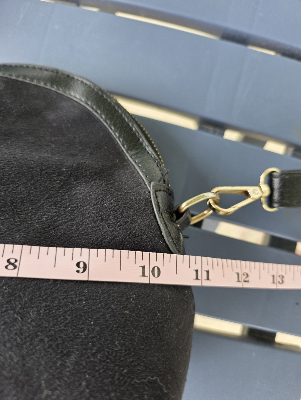 Gucci Black Suede Crossbody Bag Women Green-Red Stripe Detach Strap 7x11 - Picture 12 of 16